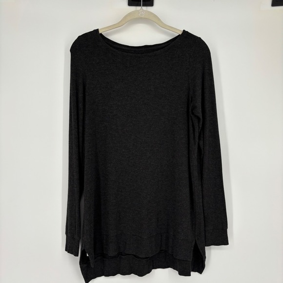 Eileen Fisher Oversized Long Slv Knit Tunic Top sz XS Casual Everyday charcoal - Picture 1 of 10